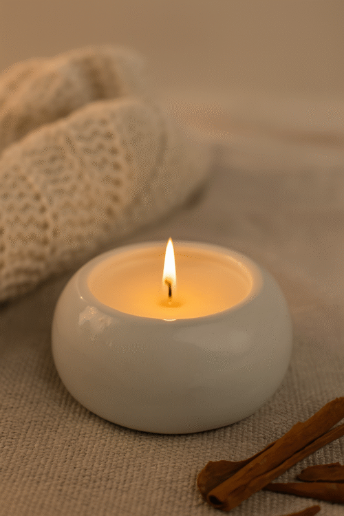 Balto vaško žvakė – Lotus Magnolija Balto vaško žvakė – Lotus Magnolija