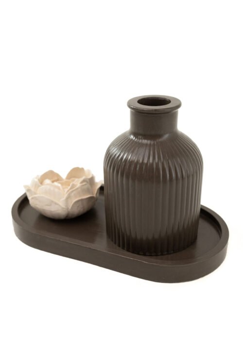 Rudos spalvos rinkinys - vazelė su širdies formos gėle