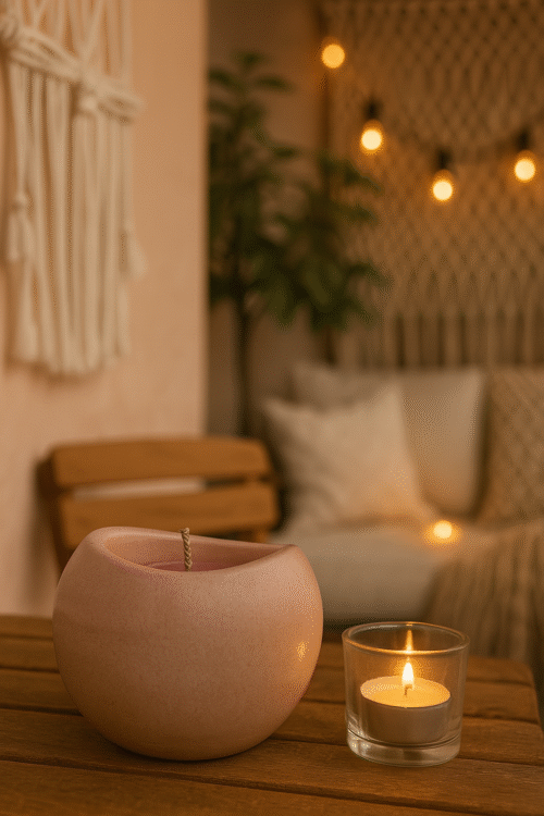 Rožinio vaško žvakė - Lotus Magnolija Rožinio vaško žvakė - Lotus Magnolija